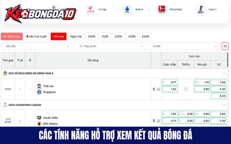 Cac tinh nang ho tro xem ket qua bong da Những tính năng bổ trợ xem kqbd hữu ích cho người hâm mộ