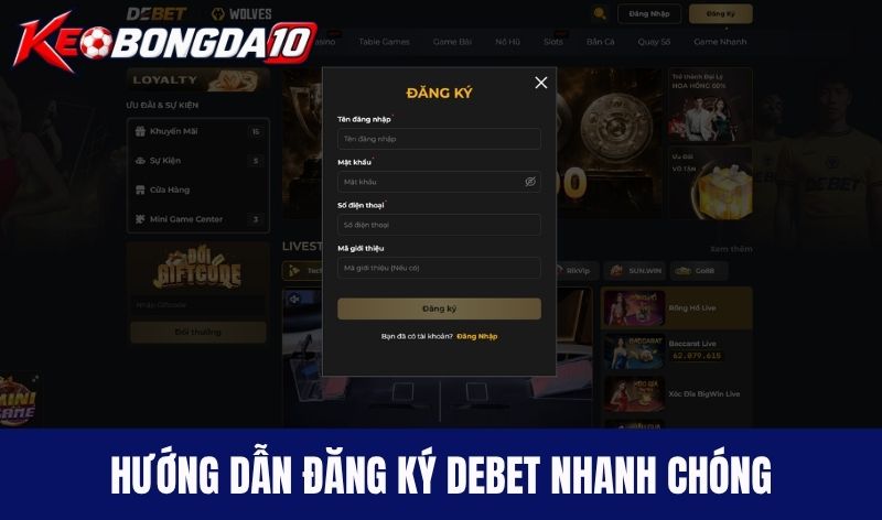dang ky debet Hướng dẫn đăng ký thành viên Debet nhanh chóng