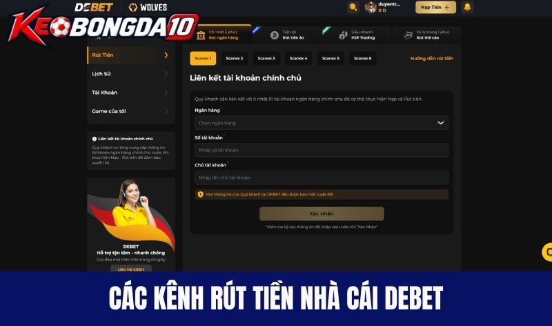 kenh rut tien debet Các kênh rút tiền nhà cái Debet