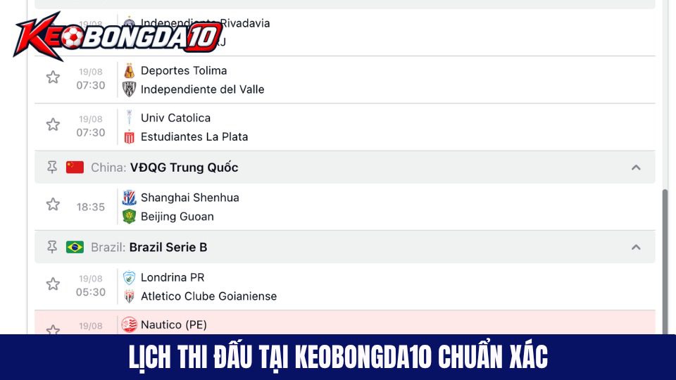 Lịch thi đấu keobongda10 chuẩn xác cung cấp những gì?