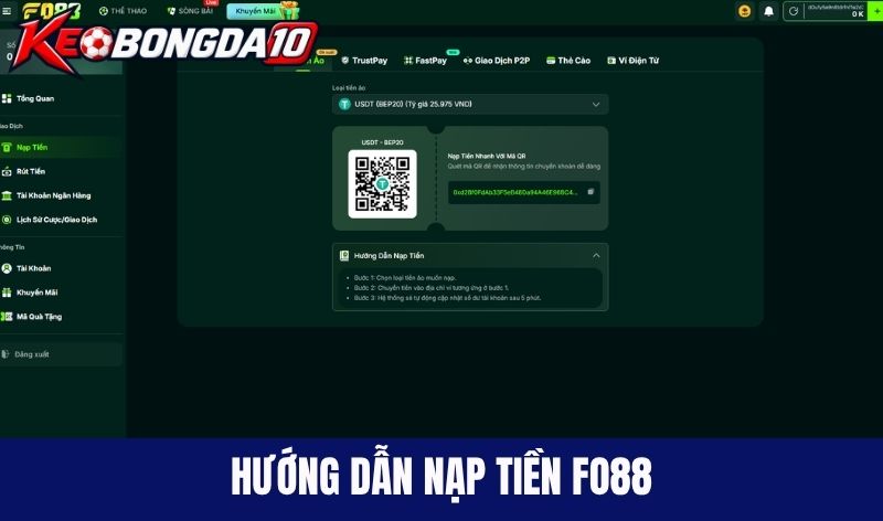 Các bước nạp tiền Fo88 đơn giản