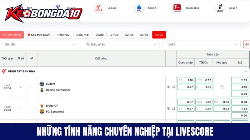 Những tính năng chuyên nghiệp tại hệ thống trực tiếp bóng đá