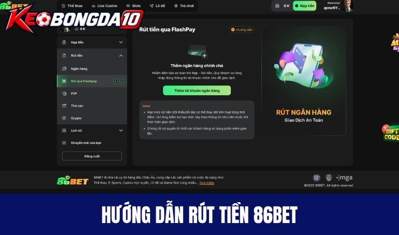 Rút tiền 86Bet chuẩn nhất